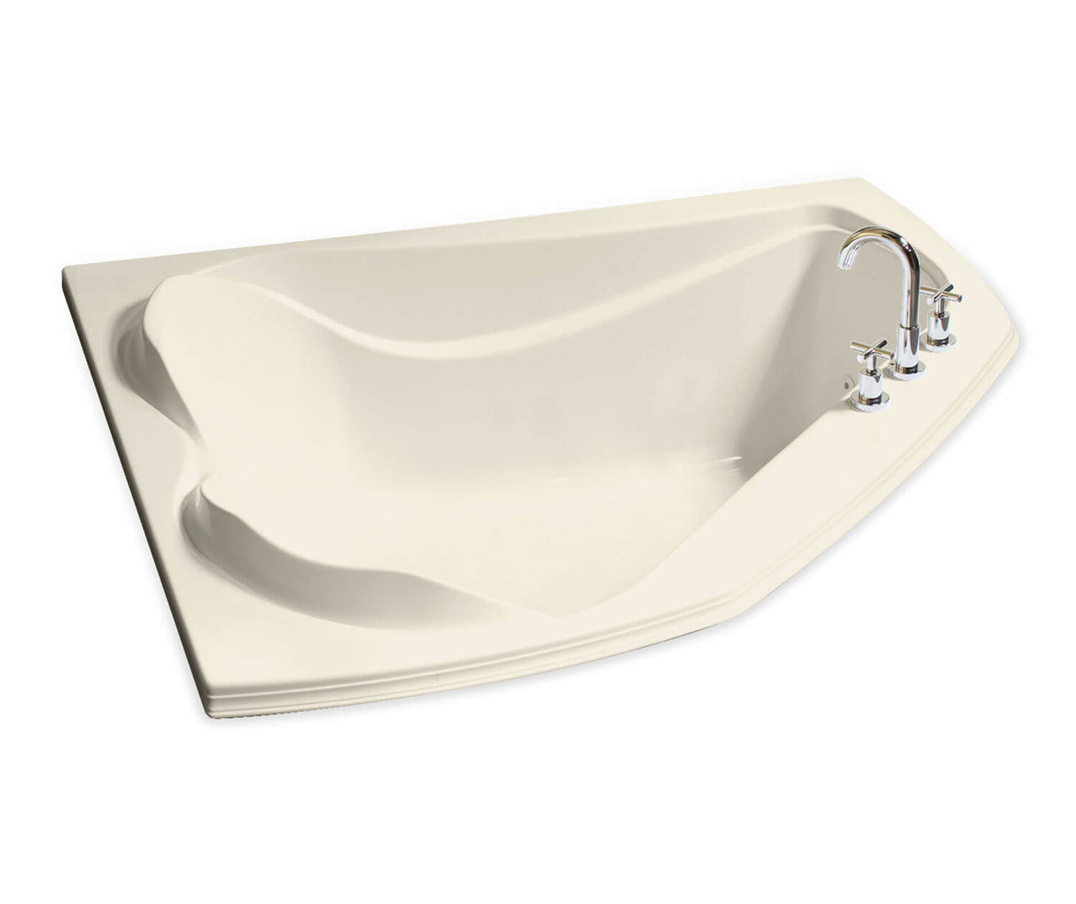 MAAX 102724-091-004-100 Cocoon 6054 Acrylic Corner Center Drain 10 Microjets Bathtub in Bone