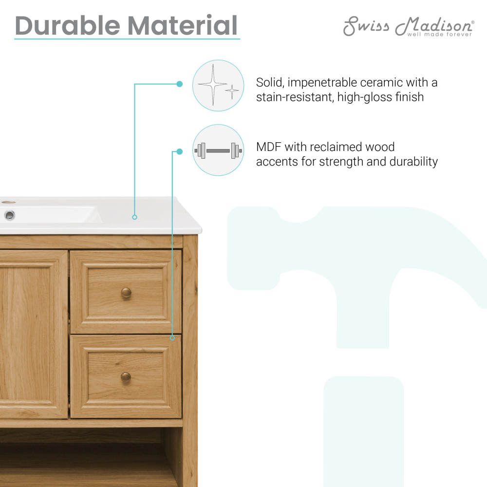 Chateau 36" Bathroom Vanity in Natural Oak