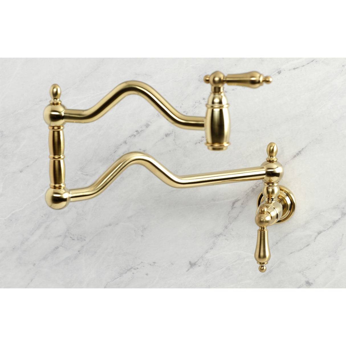 Kingston Brass KS2107AL Heritage Wall Mount Pot Filler, Brushed Brass