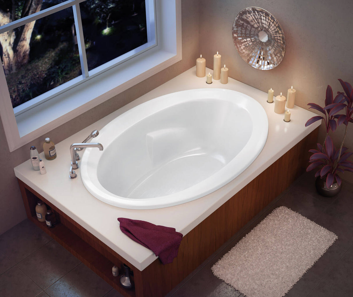 MAAX 100021-003-001-000 Twilight 60 x 42 Acrylic Drop-in End Drain Whirlpool Bathtub in White