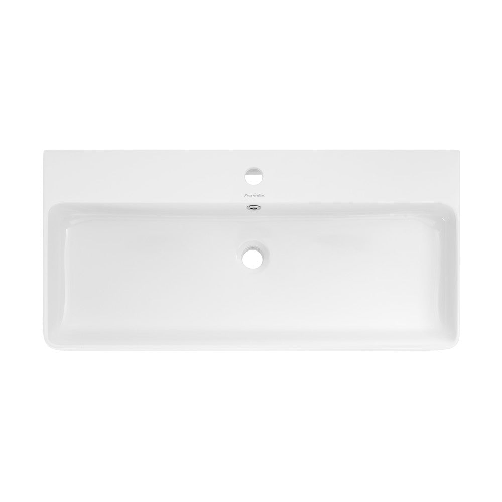 Carre 36 Ceramic Console Sink White Basin Brushed Gold Legs