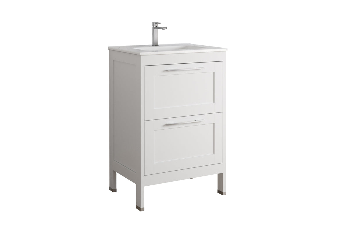 DAX Lakeside Engineered Wood and Porcelain Single Vanity with Onix Basin, 24", White DAX-LAKE012411-ONX