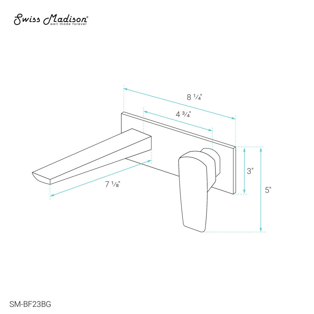 Monaco Single-Handle, Wall-Mount, Bathroom Faucet in Brushed Gold