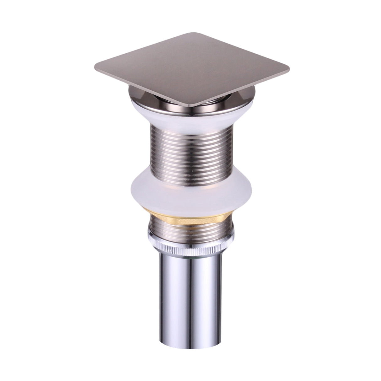 DAX Brass Square Vanity Sink Pop-Up Drain without Overflow, Brushed Nickel DAX-82012-BN