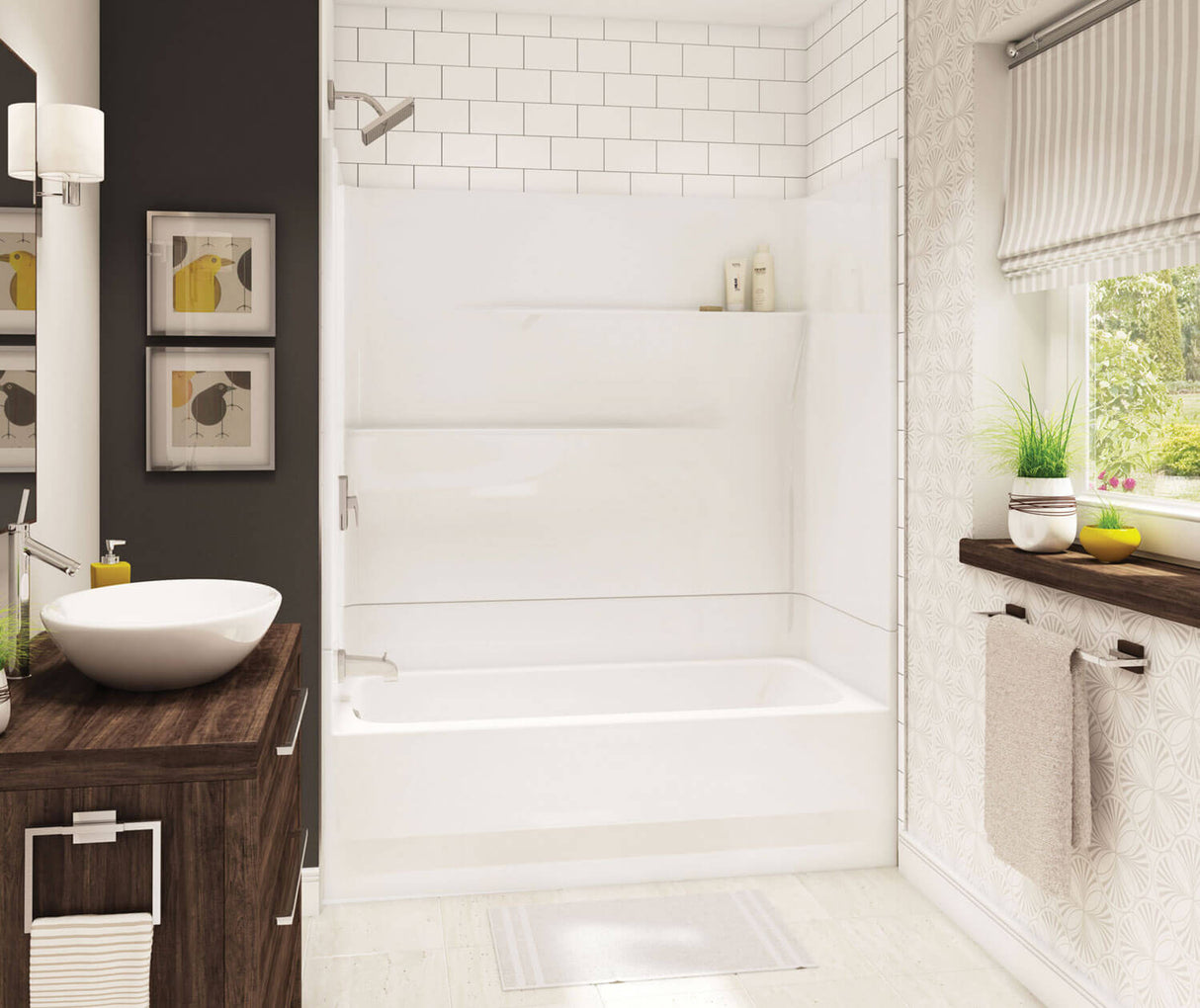 MAAX 105573-000-002-002 Gallery TS-6030 AcrylX Alcove Right-Hand Drain Two-Piece Tub Shower in White