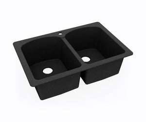 Swanstone KSLB-3322 22 x 33 Swanstone Dual Mount Double Bowl Sink in Black Galaxy KS02233LB.015