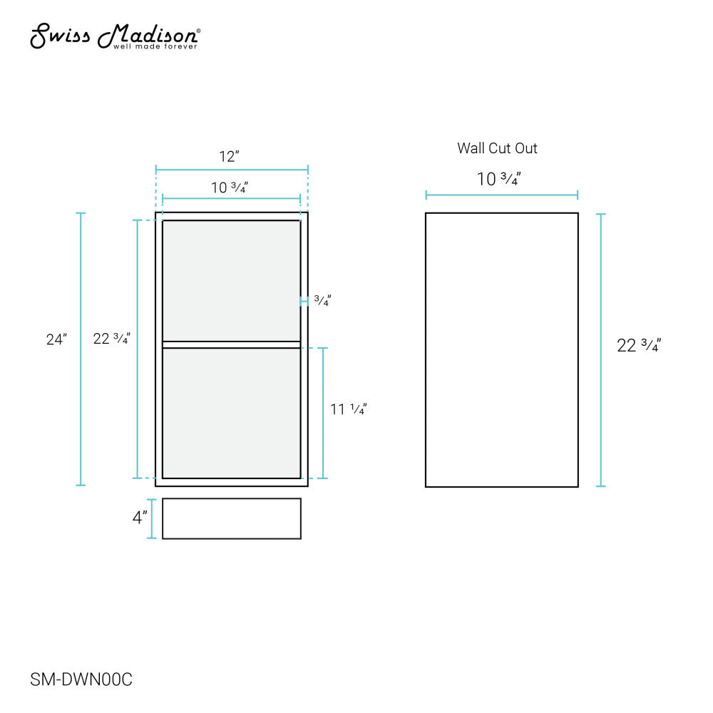 Voltaire 12" x 24" Stainless Steel Double Shelf Wall Niche in Polished Chrome