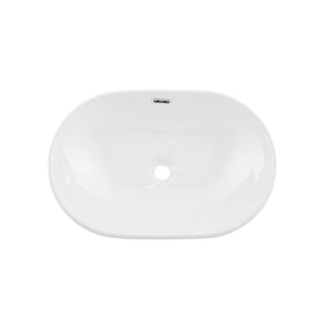 DAX Ceramic Oval Single Bowl Bathroom Vessel Basin, White BSN-243C