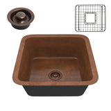 ANZZI SK-026 Malta Drop-in Handmade Copper 19 in. 0-Hole Single Bowl Kitchen Sink in Hammered Antique Copper