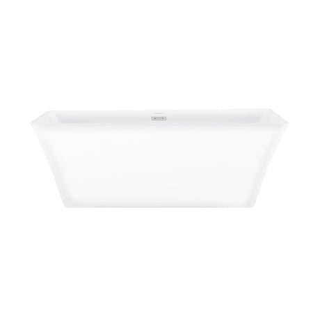 PoshHaus 67" Freestanding Acrylic Tub with Center Drain and Overflow - Toe-Tap Drain Included