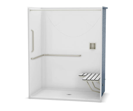 MAAX 106781-000-002-139 OPS-6036-RS - ANSI Grab Bar and seat AcrylX Alcove Center Drain One-Piece Shower in White