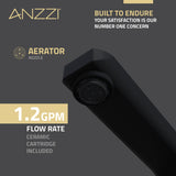 ANZZI L-AZ902MB-CH 2-Handle 3-Hole 8 in. Widespread Bathroom Faucet With Pop-up Drain in Matte Black & Chrome