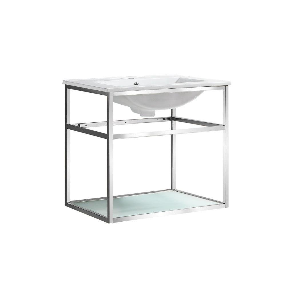 Pierre 24 Single, Open Shelf, Chrome Metal Frame Bathroom Vanity