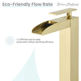 Concorde Single Hole, Single-Handle, High Arc Waterfall, Bathroom Faucet in Brushed Gold