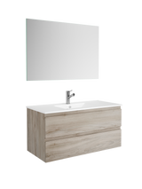 DAX Pasadena Engineered Wood and Porcelain Onix Basin with Vanity Cabinet, 40", Pine DAX-PAS014012-ONX
