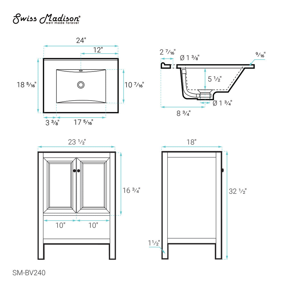 Chateau 24" Bathroom Vanity in Natural Oak