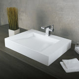 DAX Solid Surface Rectangular Single Bowl Wall Mount Bathroom Basin, Matte White DAX-AB-1379