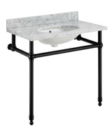 ANZZI CS-FGC004-MB Verona 34.5 in. Console Sink in Matte Black with Carrara White Counter Top