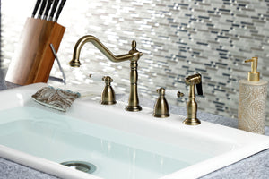 Kingston Brass KB1793PLBS Widespread Kitchen Faucet, Antique Brass