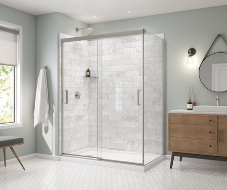 MAAX 136561-900-305-000 Incognito 76 Return Panel for 36 in. Base with Clear glass in Brushed Nickel