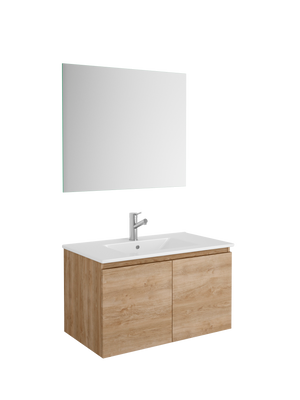 DAX Malibu Engineered Wood and Porcelain Onix Basin with the Single Vanity Cabinet, 28", Oak DAX-MAL012814-ONX