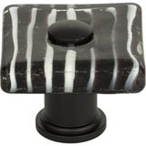 Atlas Homewares Zebra Glass Square Knob 1 1/2 Inch Matte Black