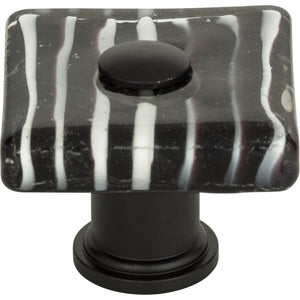 Atlas Homewares Zebra Glass Square Knob 1 1/2 Inch Matte Black
