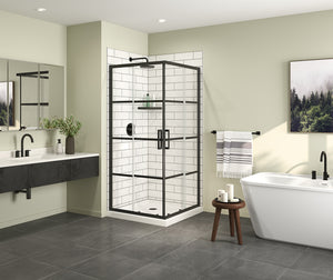 MAAX 137448-972-340-000 Radia Square 36 x 36 x 71 ½ in. 6 mm Sliding Shower Door for Corner Installation with Shaker glass in Matte Black