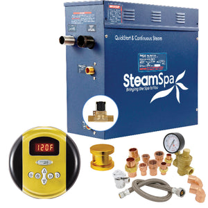 SteamSpa Premium 9 KW QuickStart Acu-Steam Bath Generator Package with Built-in Auto Drain in Gold PRR900GD-A