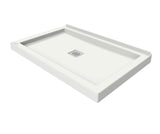 MAAX 420003-505-001-100 B3Square 4836 Acrylic Wall Mounted Shower Base in White with Center Drain