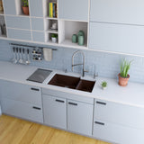 ALFI brand AB3319UM-C Chocolate 34" Double Bowl Undermount Granite Composite Kitchen Sink