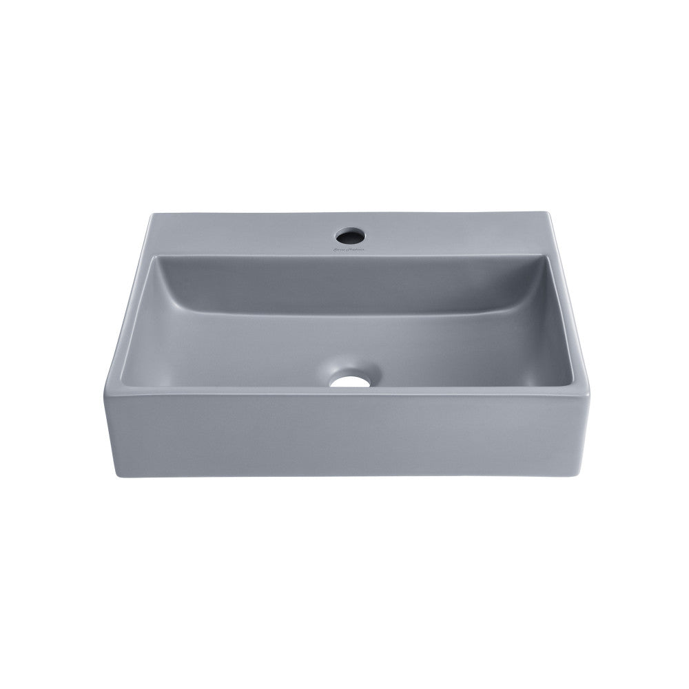 Claire 20"  Rectangle Ceramic Vessel Sink in Matte Grey