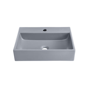 Claire 20"  Rectangle Ceramic Vessel Sink in Matte Grey