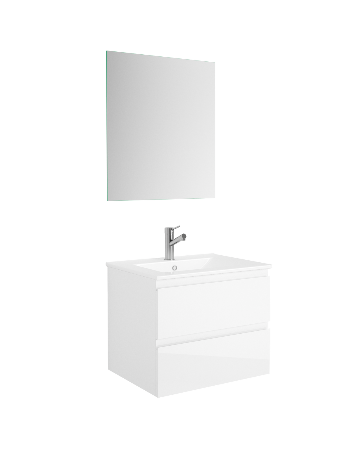 DAX Pasadena Engineered Wood and Porcelain Onix Basin with Single Vanity Cabinet, 24", Glossy White DAX-PAS012411-ONX