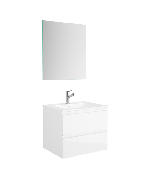 DAX Pasadena Engineered Wood and Porcelain Onix Basin with Single Vanity Cabinet, 24", Glossy White DAX-PAS012411-ONX