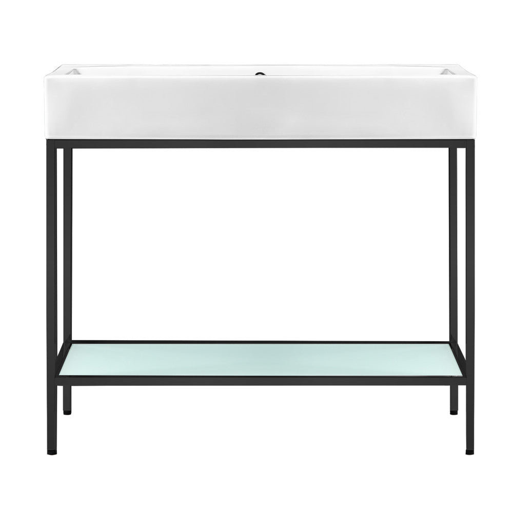 Pierre 40 Single, Freestanding, Open Shelf, Matte Black Metal Frame Bathroom Vanity