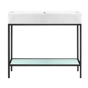 Pierre 40 Single, Freestanding, Open Shelf, Matte Black Metal Frame Bathroom Vanity