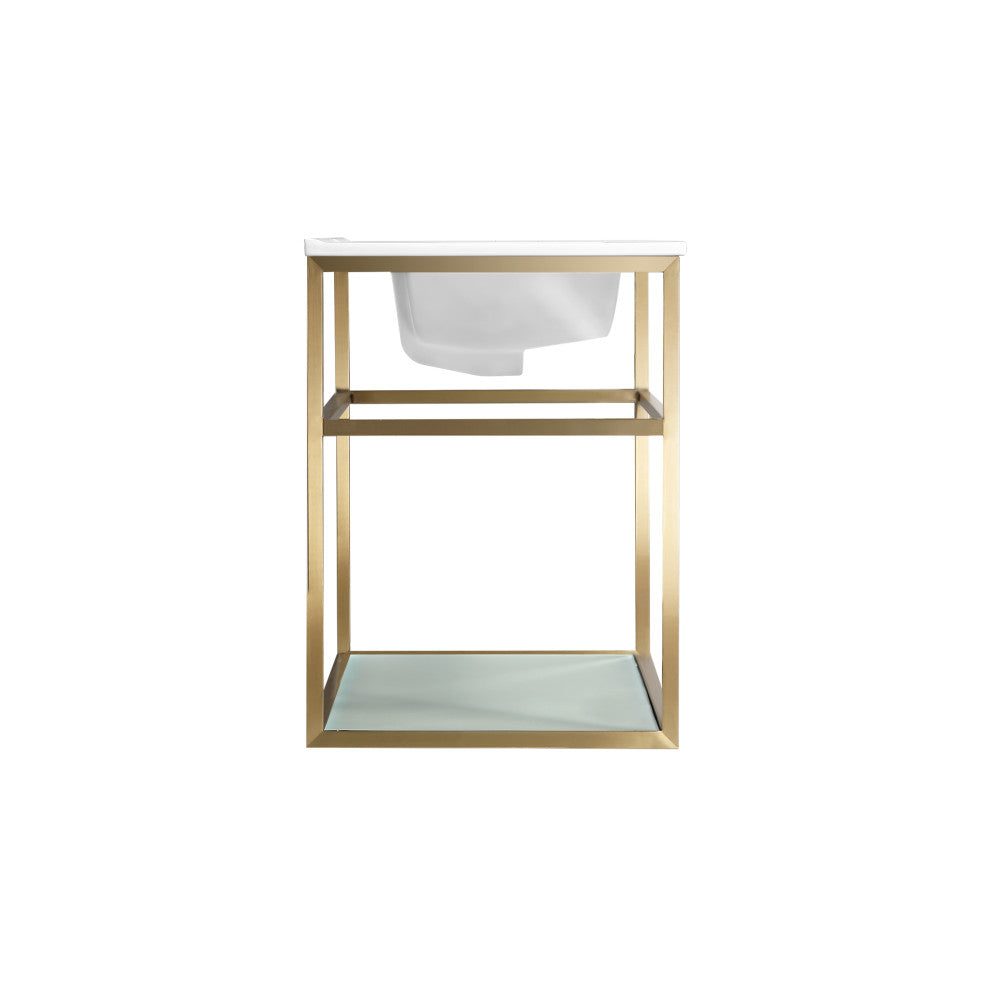 Pierre 24 Single, Open Shelf, Gold Metal Frame Bathroom Vanity