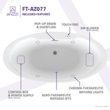 ANZZI FT-AZ077 Jarvis Series 67" Air Jetted Freestanding Acrylic Bathtub in White