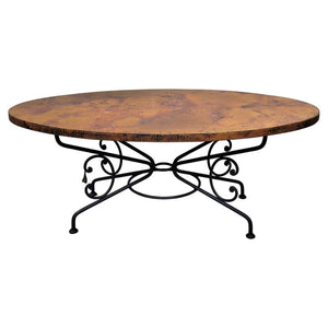 Arhaus 77" Dining Table With Hammered Copper Top and Iron Arabesque Base