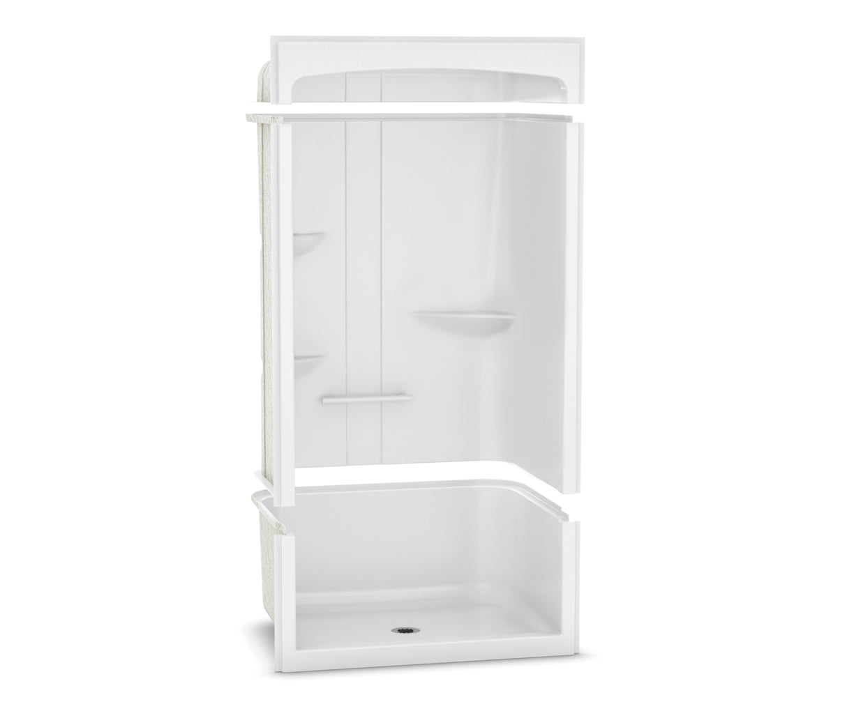 MAAX 107004-S-000-001- ALLIA SHR-4834 Acrylic Alcove Center Drain Three-Piece Shower in White