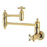 Kingston Brass KS3102AX Restoration Wall Mount Pot Filler Kitchen Faucet, Polished Brass
