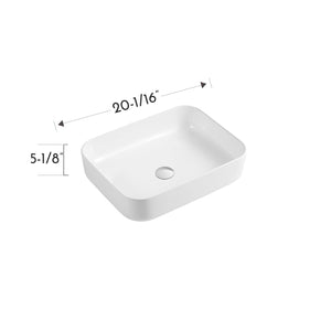DAX Ceramic Rectangle Bathroom Vessel Basin, Matte White DAX-CL1285-WM