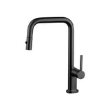 DAX Brass Single Handle Pull Out Kitchen Faucet, Matte Black DAX-8020007-BL