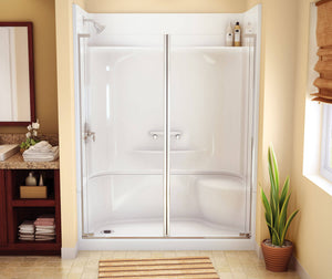 MAAX 145036-000-002-095 KDS 3060 AcrylX Alcove Left-Hand Drain Four-Piece Shower in White