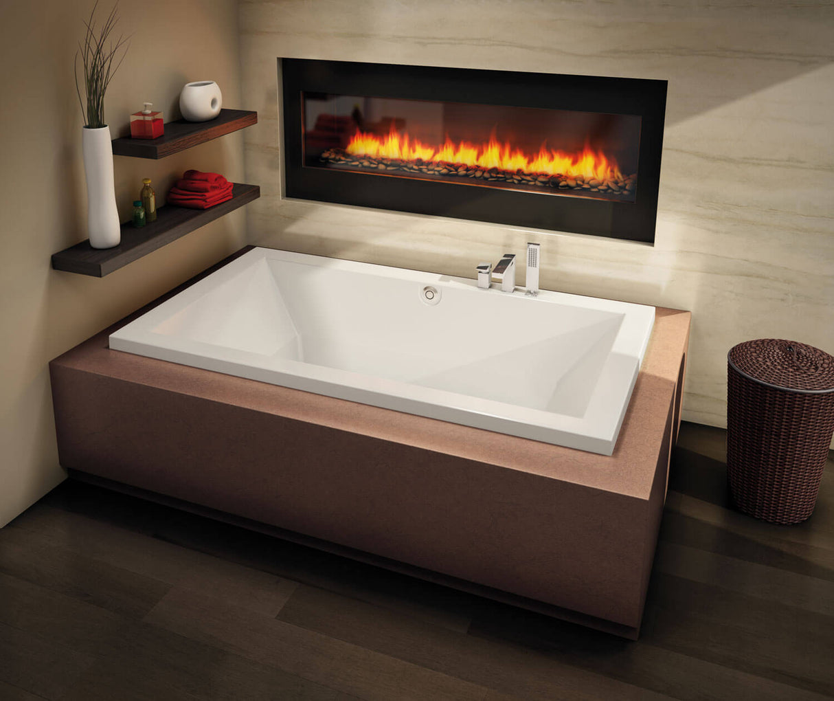 MAAX 102785-056-001 Aiiki 7242 Acrylic Drop-in Center Drain Combined Hydrofeel & Aerofeel Bathtub in White