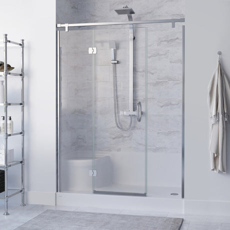 Aquatique 60 X 32 Single Threshold Shower Base With Right Hand Drain and Integral Left Hand Seat in White