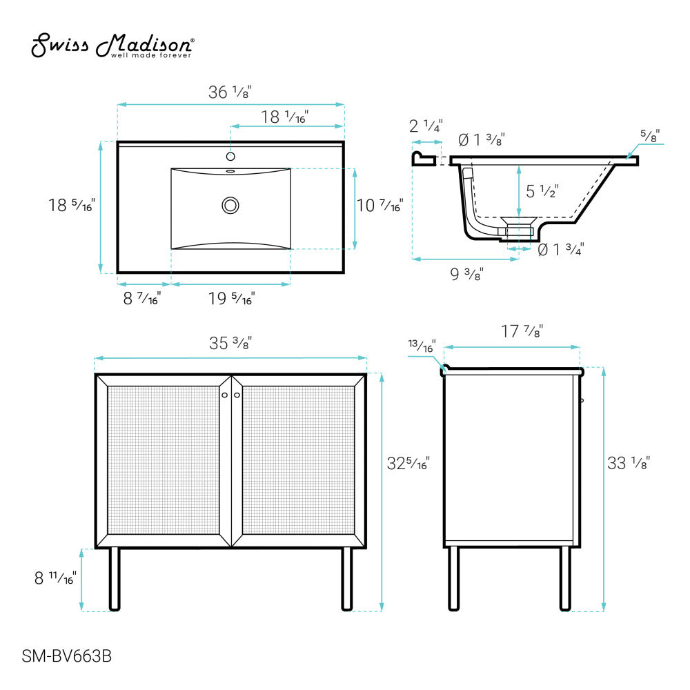 Classe 36" Bathroom Vanity in Black