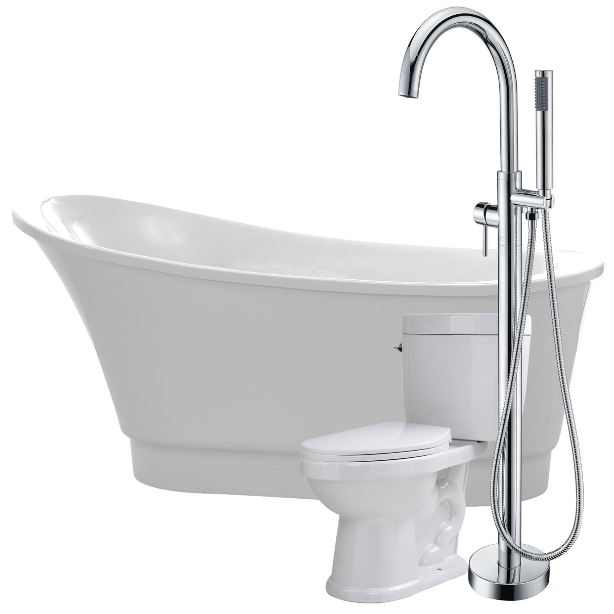 ANZZI FTAZ095-25C-65 Prima 67 in. Acrylic Flatbottom Non-Whirlpool Bathtub with Kros Faucet and Talos 1.6 GPF Toilet