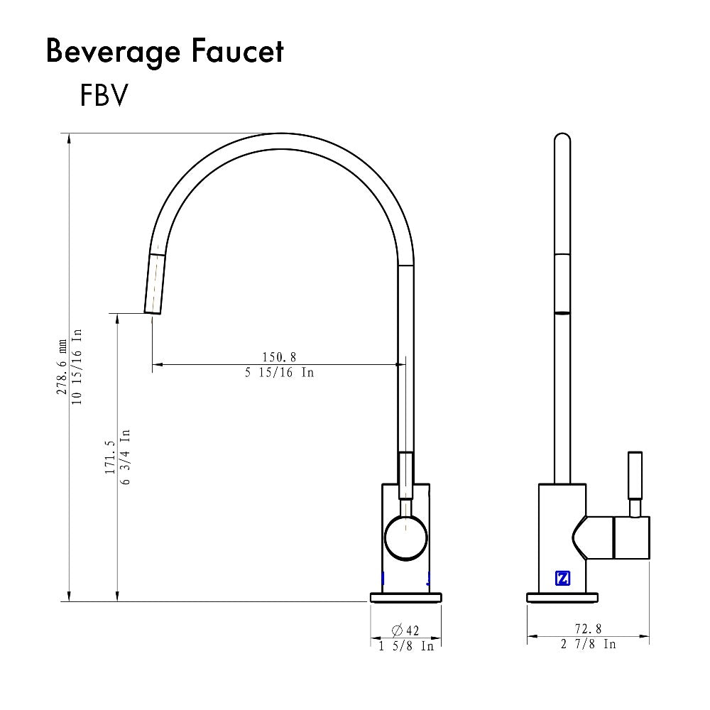 ZLINE Single Handle Drink Faucet in Gun Metal (FBV-GM)